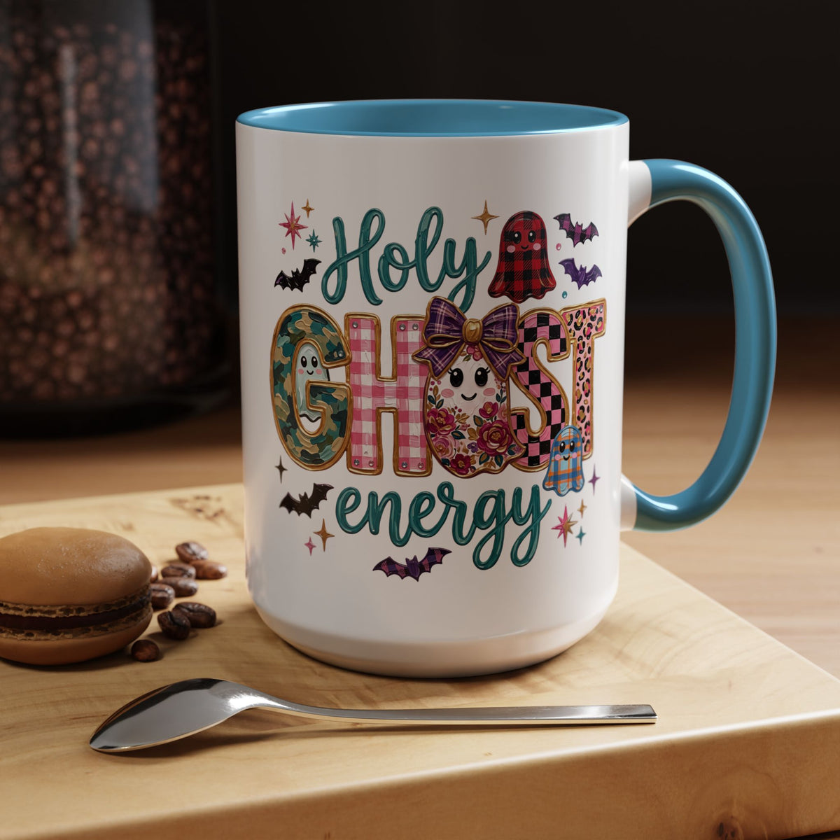 Accent Christian Coffee Mug — "Holy Ghost Energy" Halloween Cute Spooky Ceramic Mug (11/15oz)
