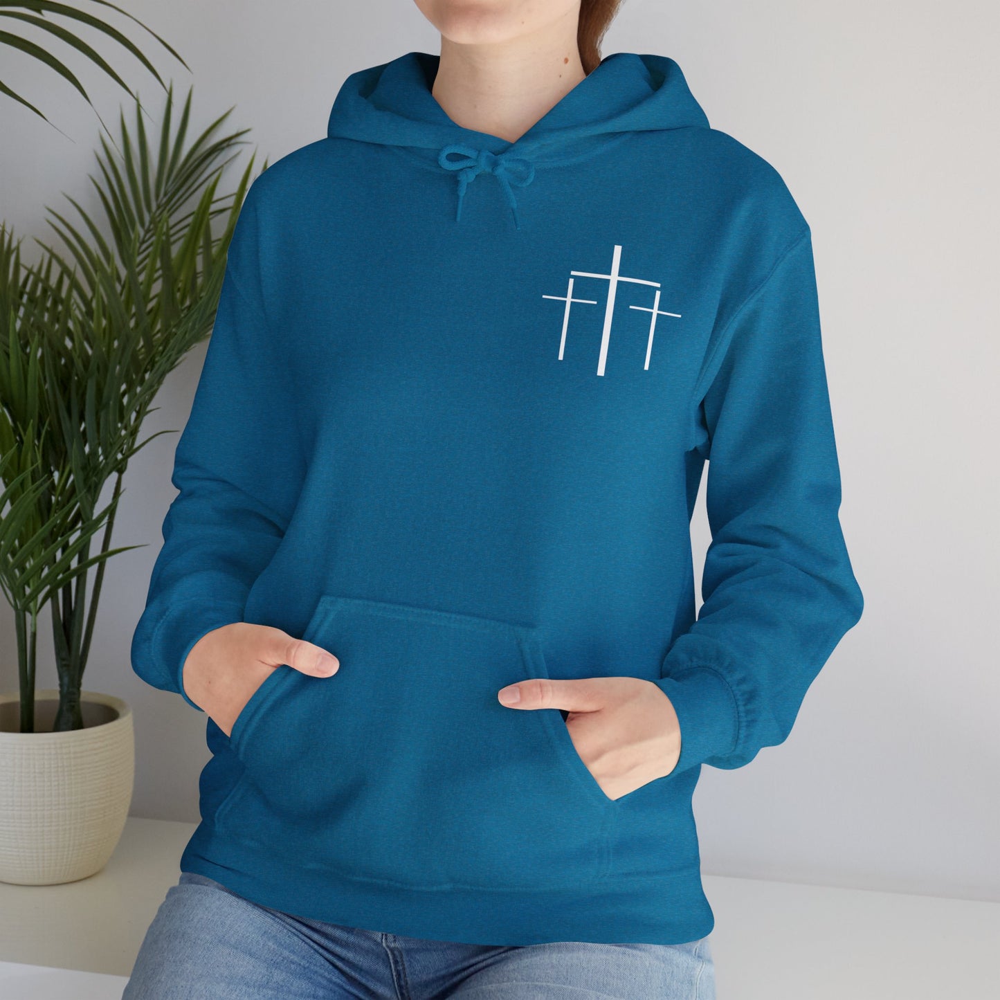 Faith Over Fear 3 Crosses  Unisex Christian Hooded Pullover Sweatshirt