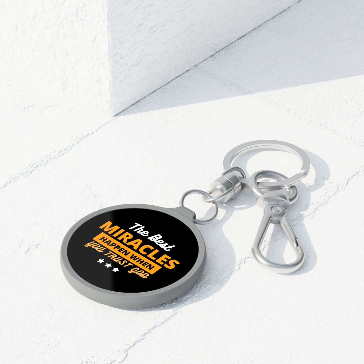 The Best Miracles Happen When You Trust God Key Fob Printify