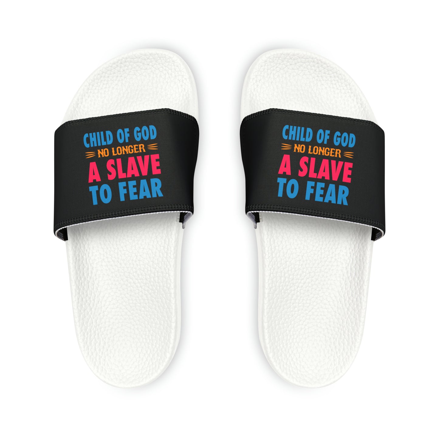 Child Of God No Longer A Slave To Fear Women's PU Christian Slide Sandals Printify