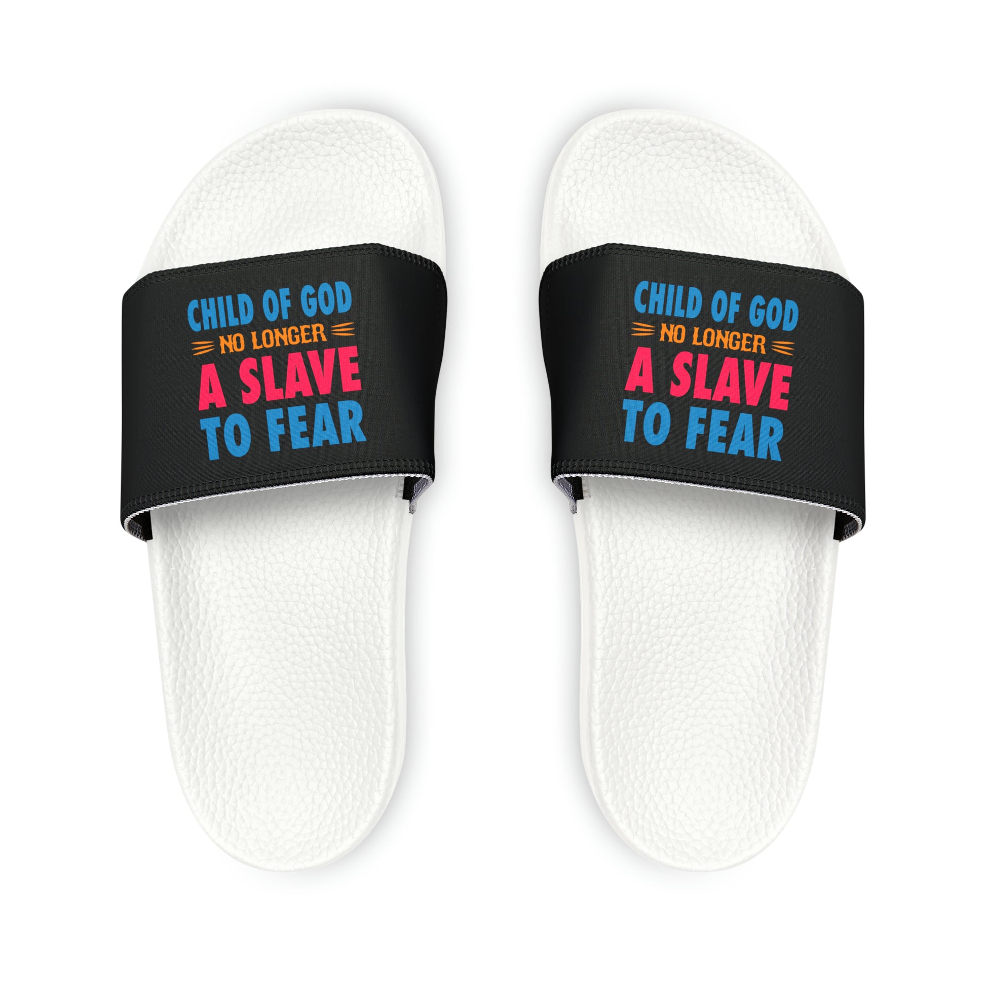 Child Of God No Longer A Slave To Fear Women's PU Christian Slide Sandals Printify