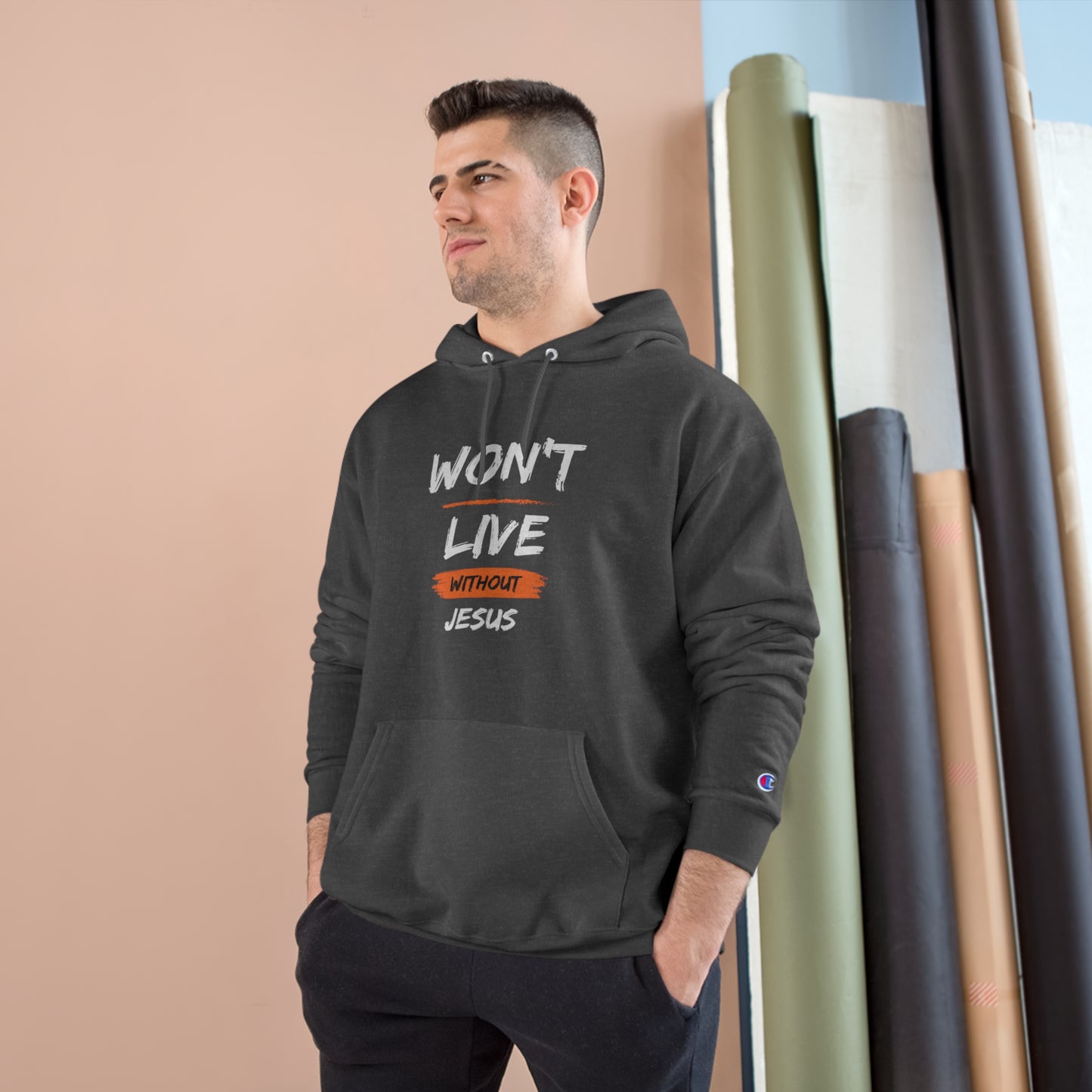 Won't Live Without Jesus Unisex Champion Hoodie Printify