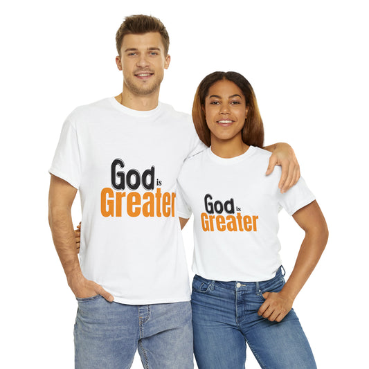 God Is Greater Unisex Heavy Cotton Tee Printify