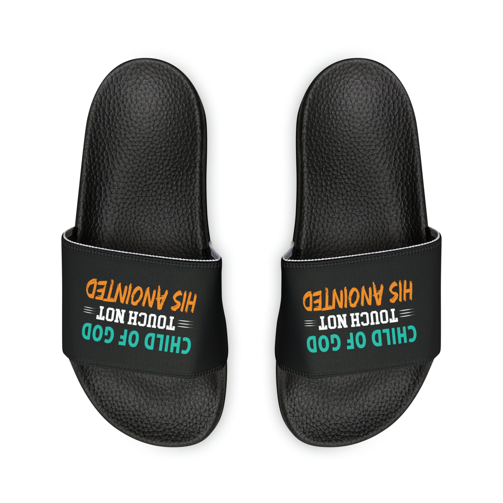 Child Of God Touch Not His Anointed Men's PU Christian Slide Sandals Printify
