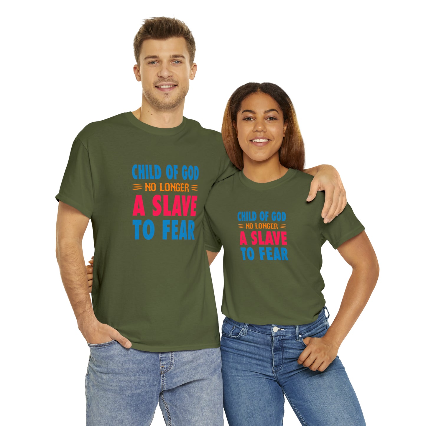 Child Of God No Longer A Slave To Fear Unisex Heavy Cotton Tee Printify