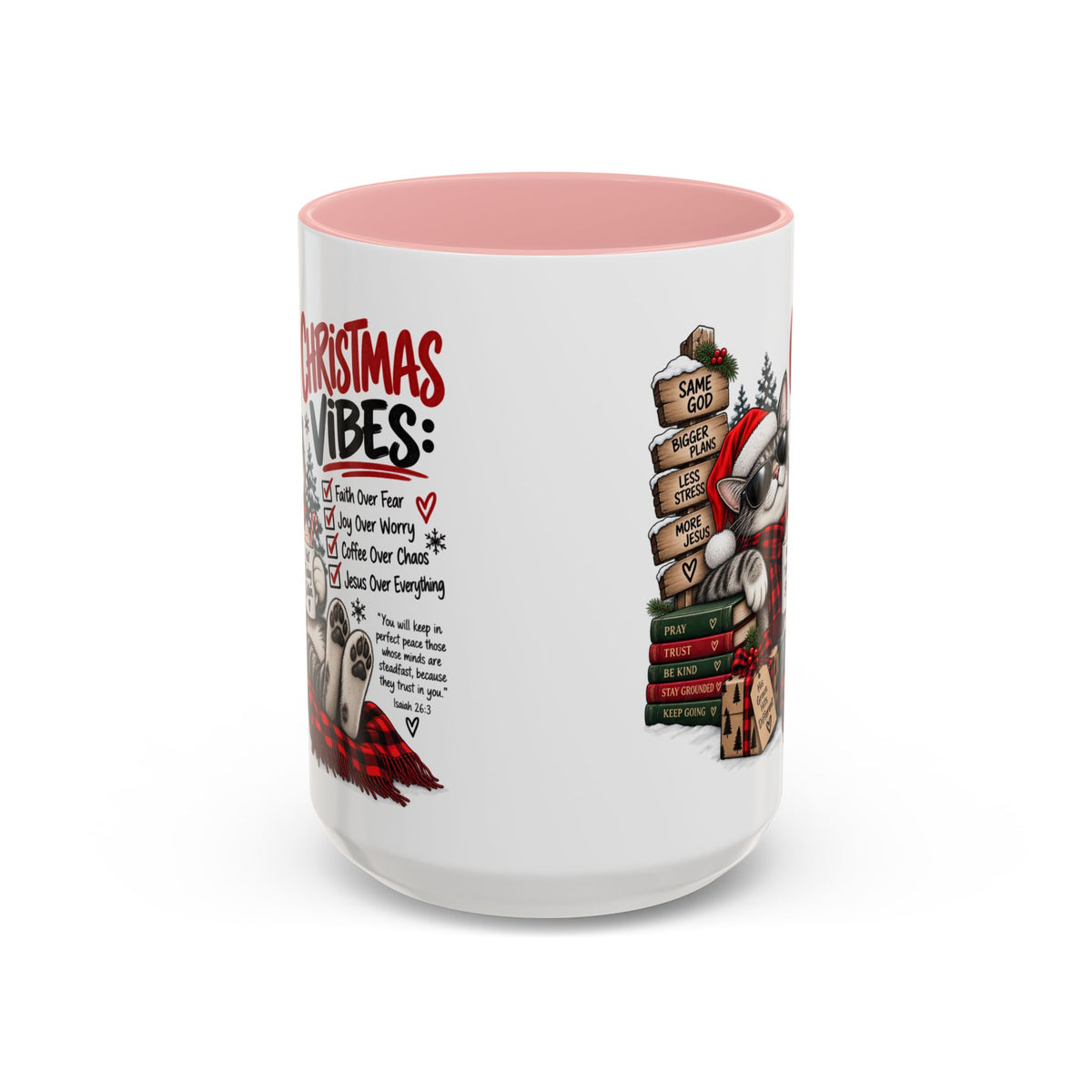 Christmas Vibes: Jesus Over Everything Santa Cat Coffee Mug