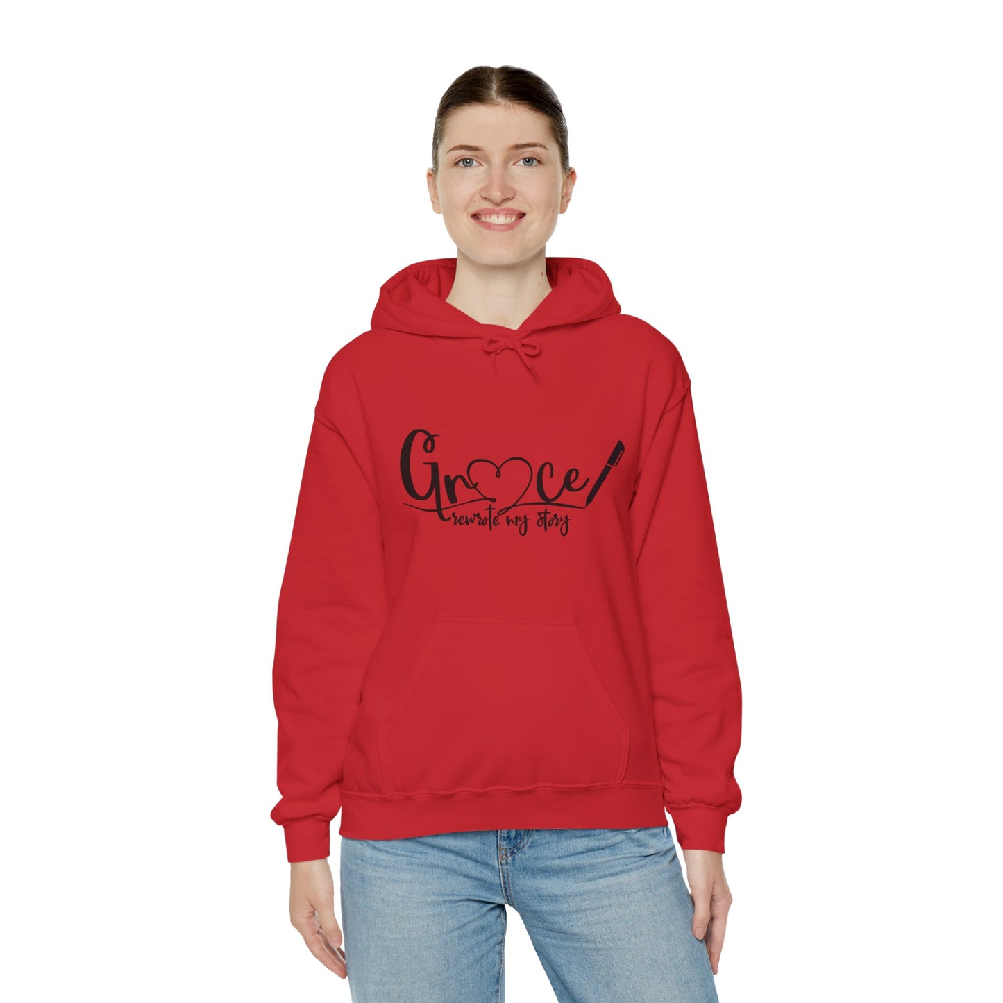 Grace Rewrote My Story Unisex Christian Pullover Hooded Sweatshirt