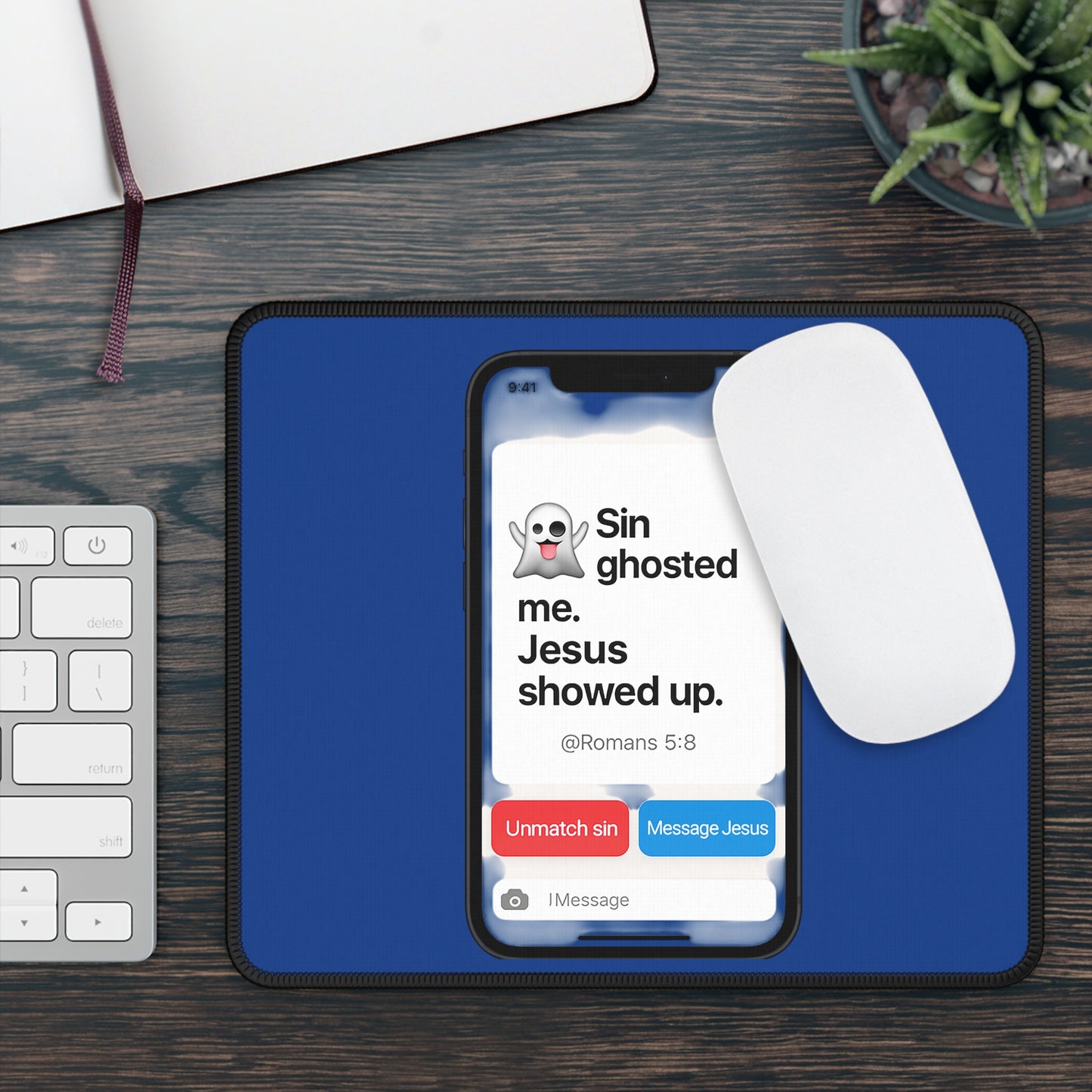 Ghosted Sin Gaming Mouse Pad, Christian Decor, Gamer Gift, Office Desk Accessory, Unique Spiritual Mousepad - ClaimedbyGodDesigns