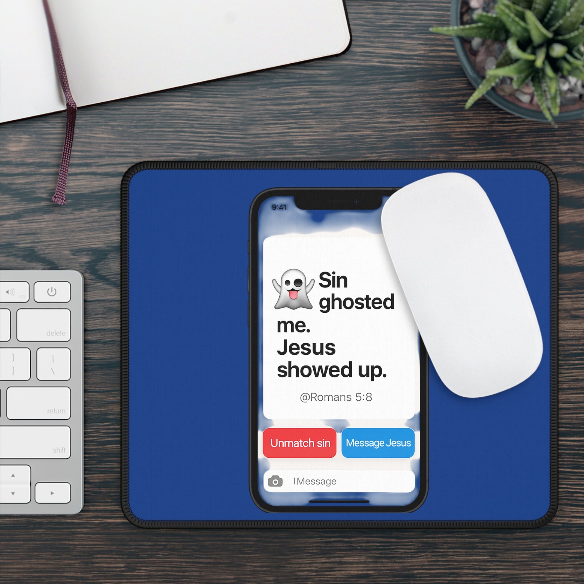 Ghosted Sin Gaming Mouse Pad, Christian Decor, Gamer Gift, Office Desk Accessory, Unique Spiritual Mousepad - ClaimedbyGodDesigns