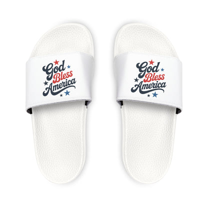 Youth Bless America Sandals, Removable-Strap Sandals for Kids, Summer Flip Flops, Patriotic Footwear, Memorial Day Slides