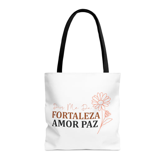 Dios Me Da Fortaleza Amor Paz Christian SPANISH Tote Bag Printify