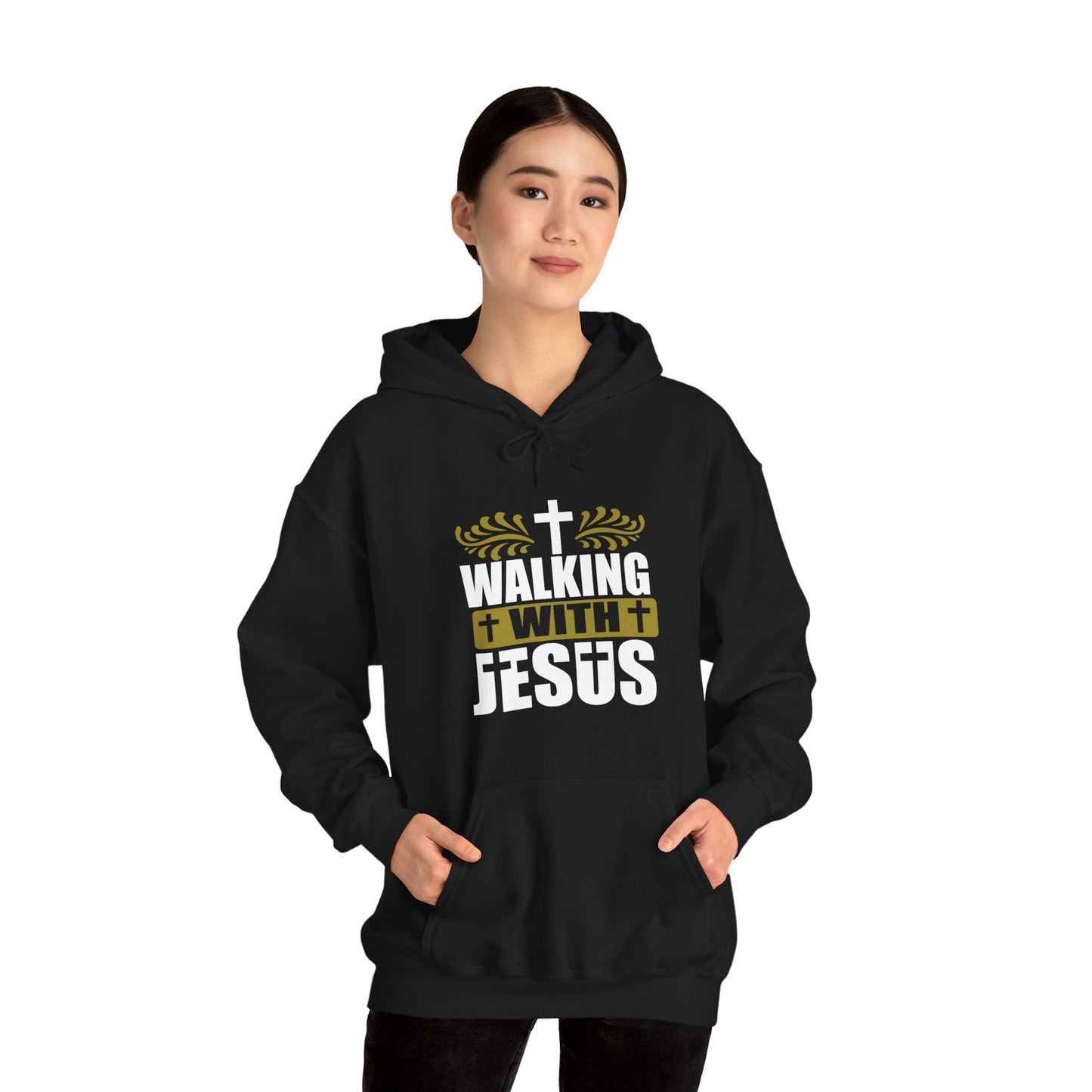 Walking With Jesus Unisex Christian Pullover Hooded Sweatshirt