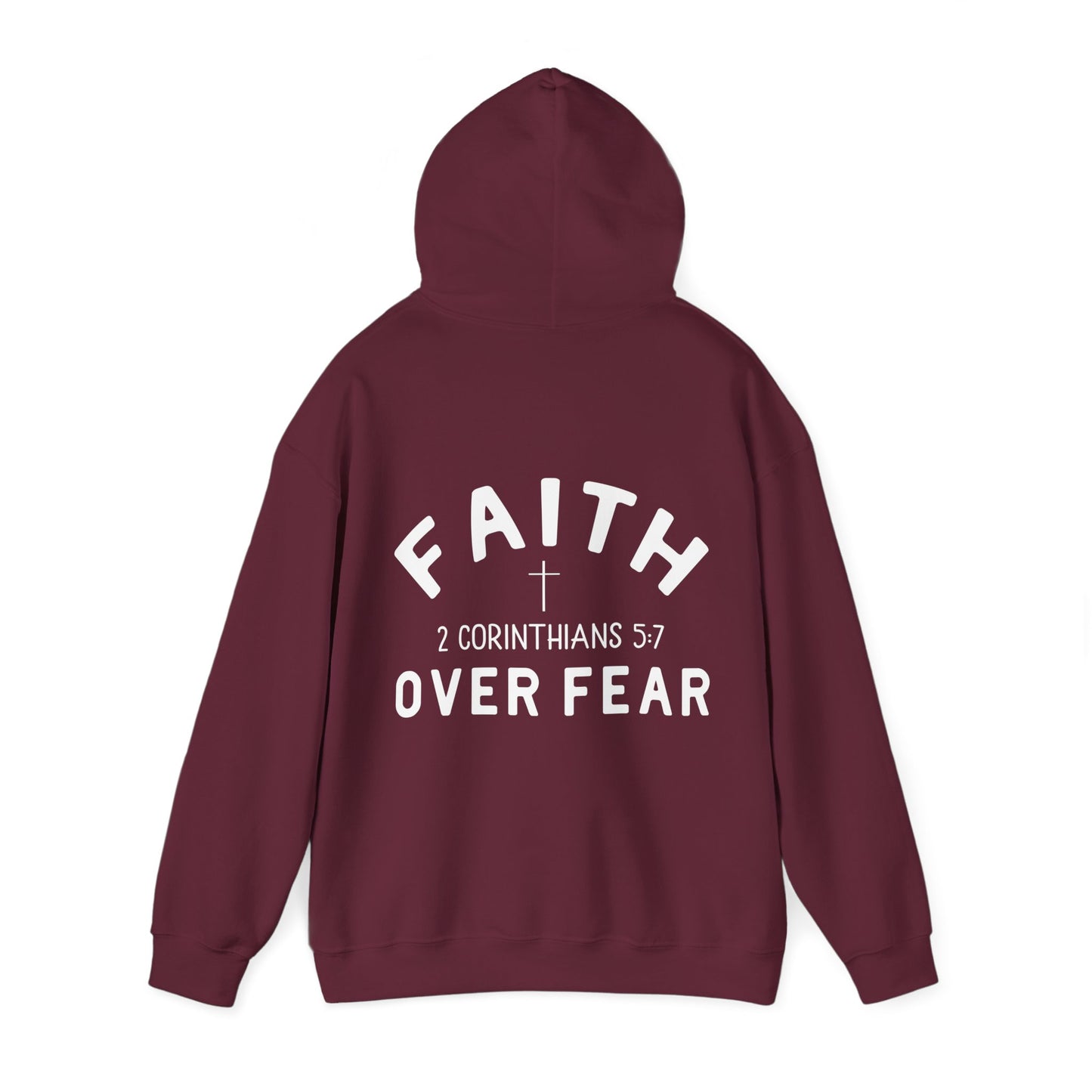 Faith Over Fear 3 Crosses  Unisex Christian Hooded Pullover Sweatshirt