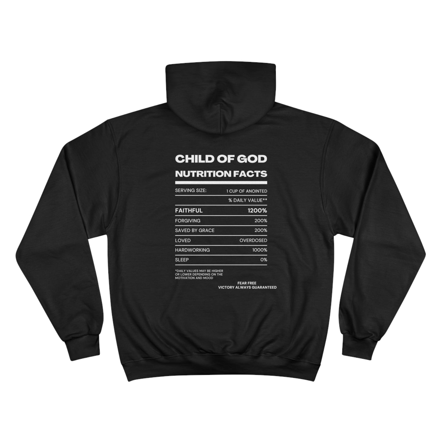 Child Of God Nutrition Facts Christian Unisex Champion Hoodie Printify