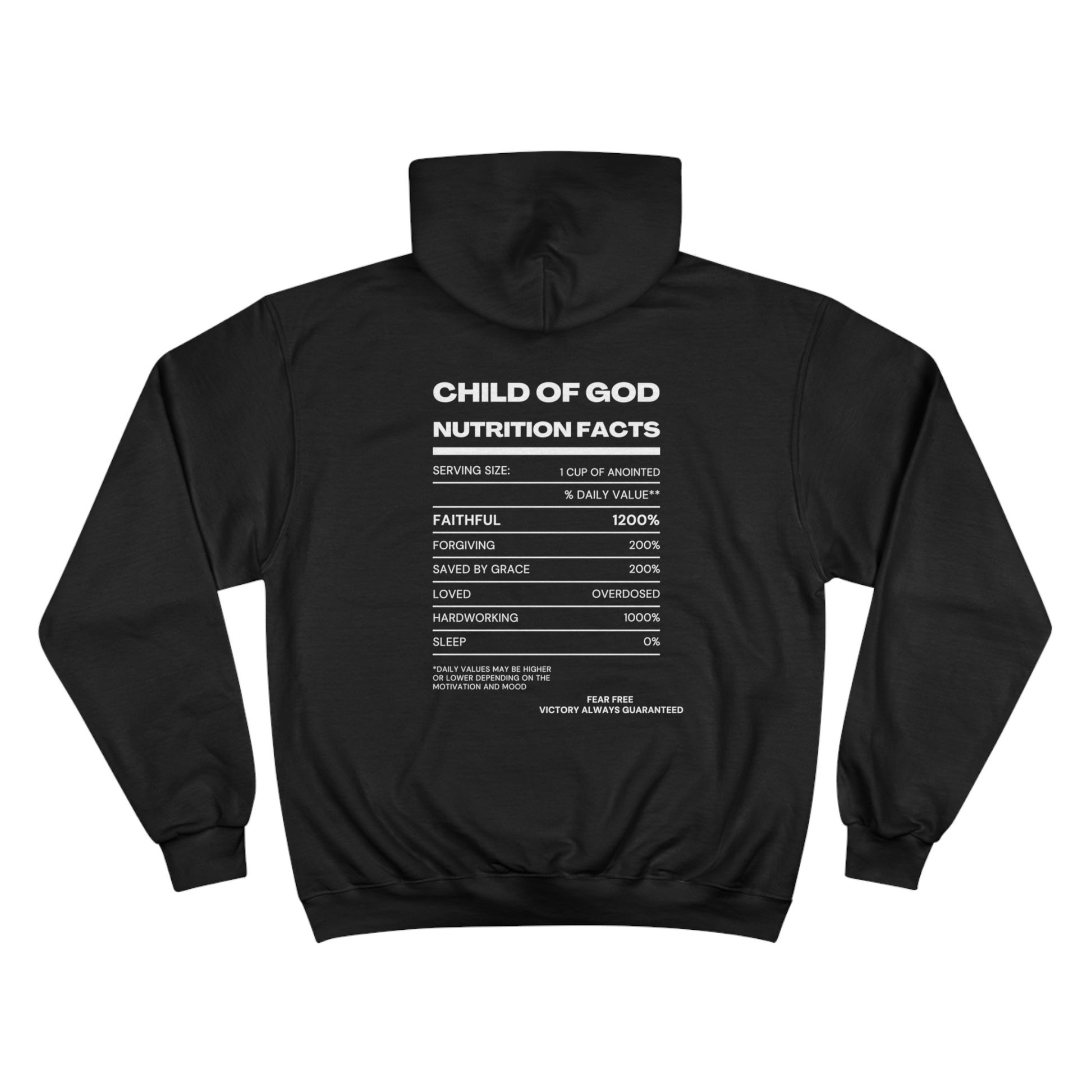 Child Of God Nutrition Facts Christian Unisex Champion Hoodie Printify