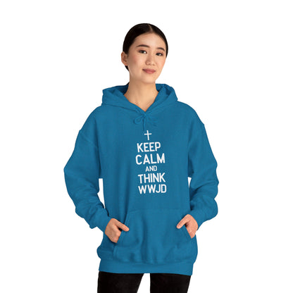 Keep Calm And Think What Would He Do (wwjd)Unisex Christian Hooded Pullover Sweatshirt
