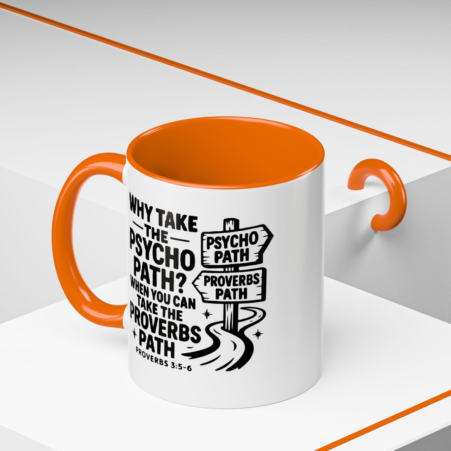 Inspirational Quote Accent Coffee Mug - Perfect Gift for Motivational Moments, Office Desk Essentials, Christian Gifts, Proverbs 3:5-6