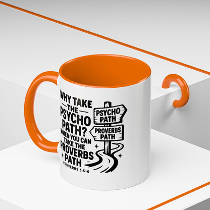 Inspirational Quote Accent Coffee Mug - Perfect Gift for Motivational Moments, Office Desk Essentials, Christian Gifts, Proverbs 3:5-6