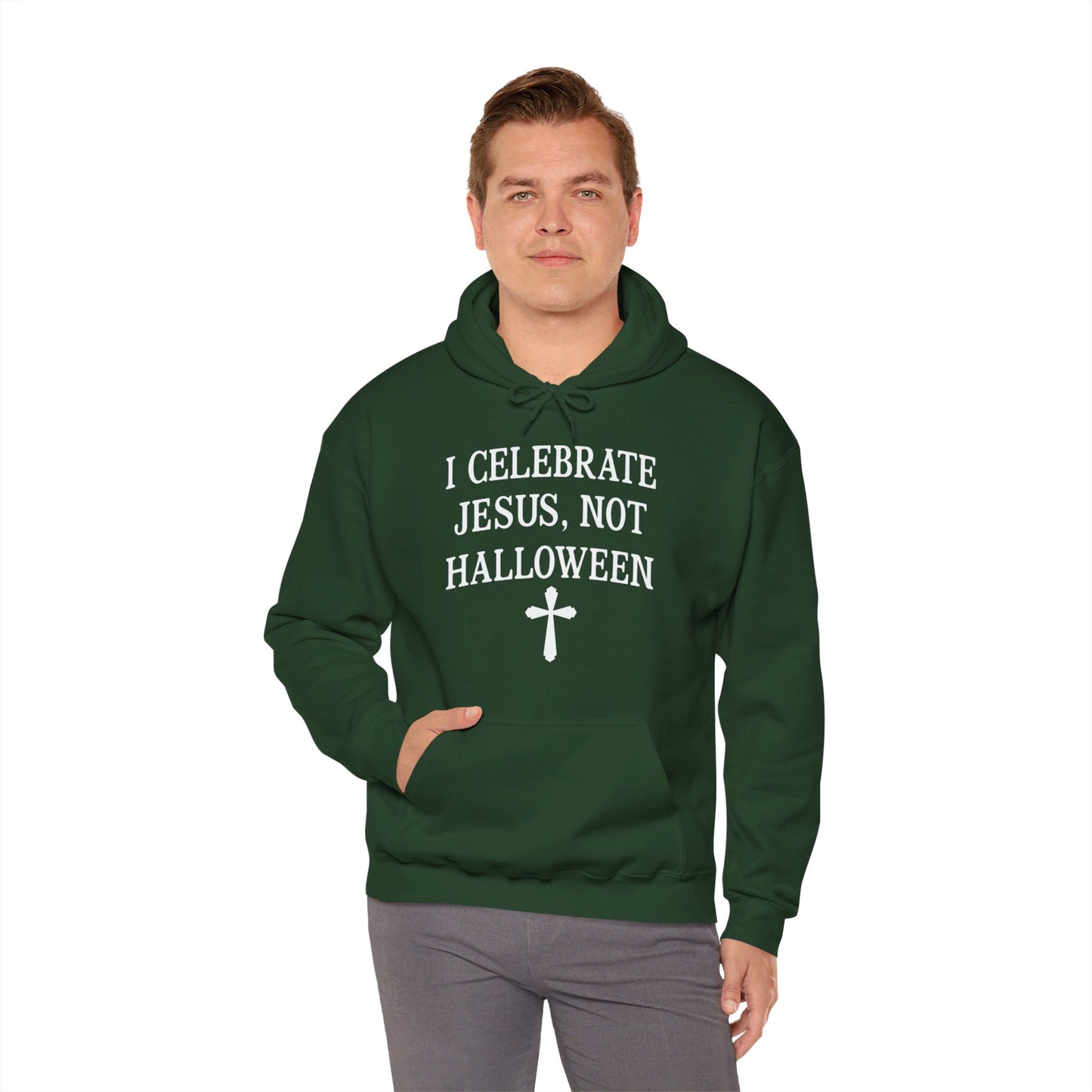 I Celebrate Jesus Not Halloween Halloween Unisex Christian Pullover Hooded Sweatshirt