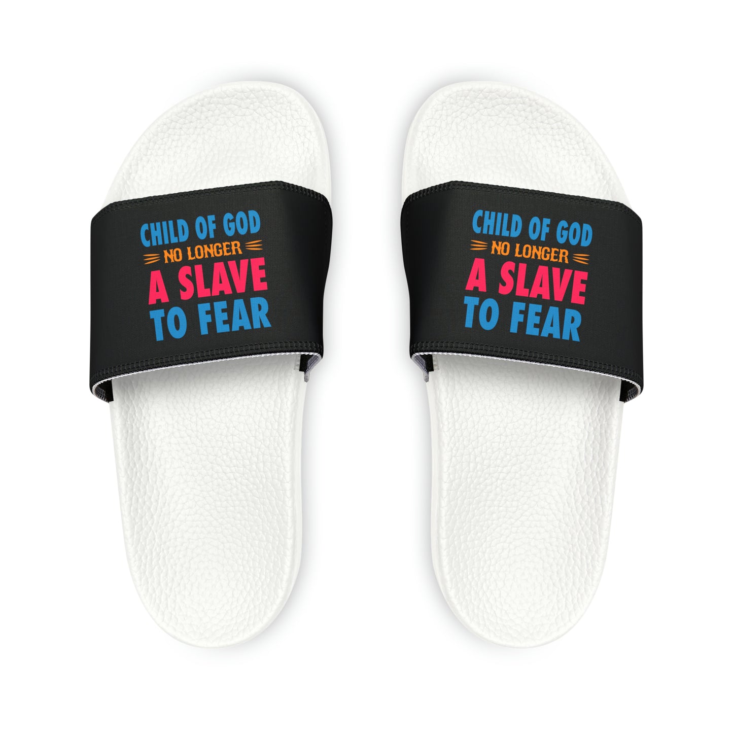 Child Of God No Longer A Slave To Fear Men's PU Christian Slide Sandals Printify