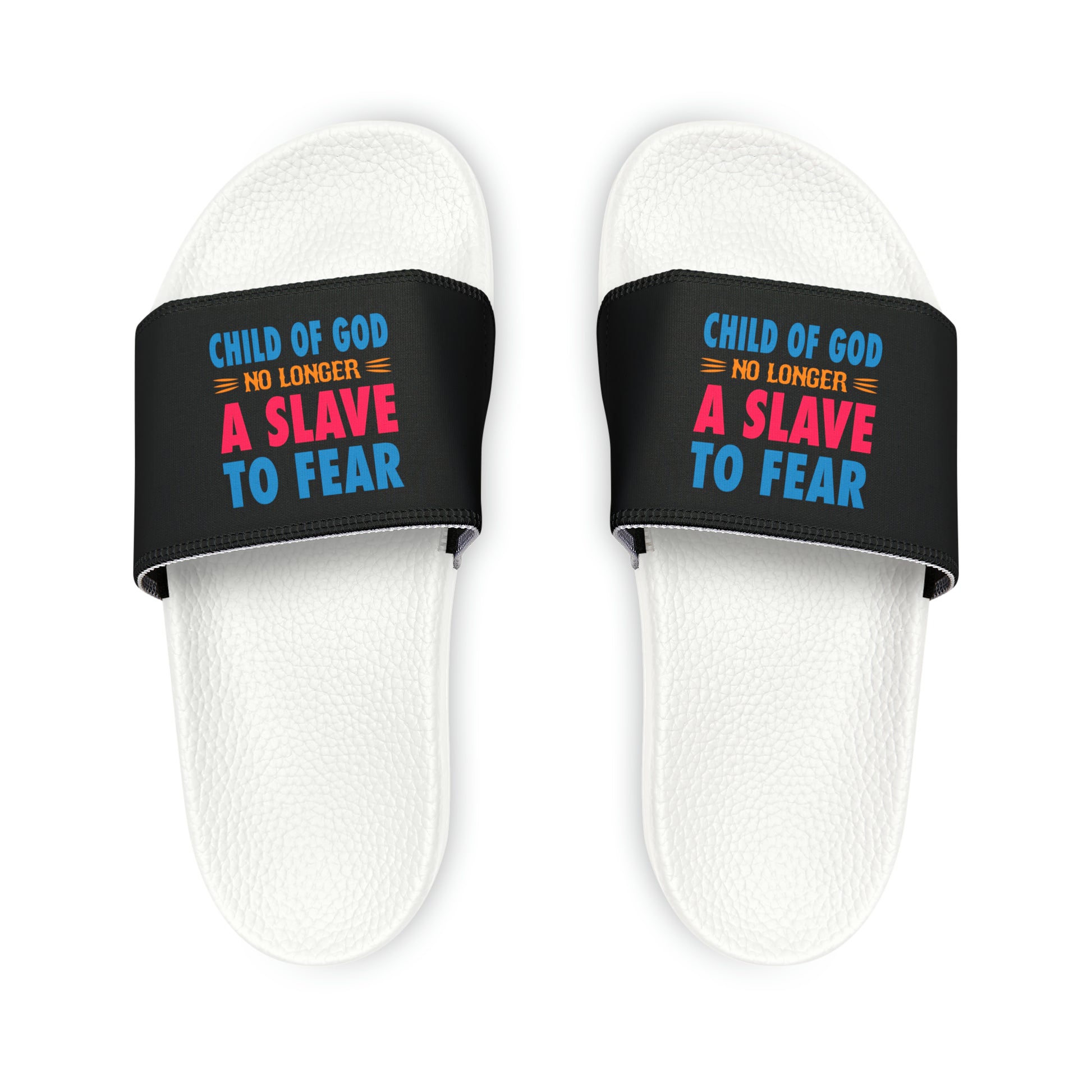 Child Of God No Longer A Slave To Fear Men's PU Christian Slide Sandals Printify