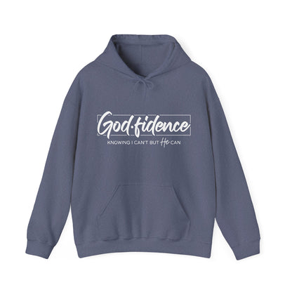 Christian Hooded Sweatshirt -Confidence In Him Knowing I Can't But He Can