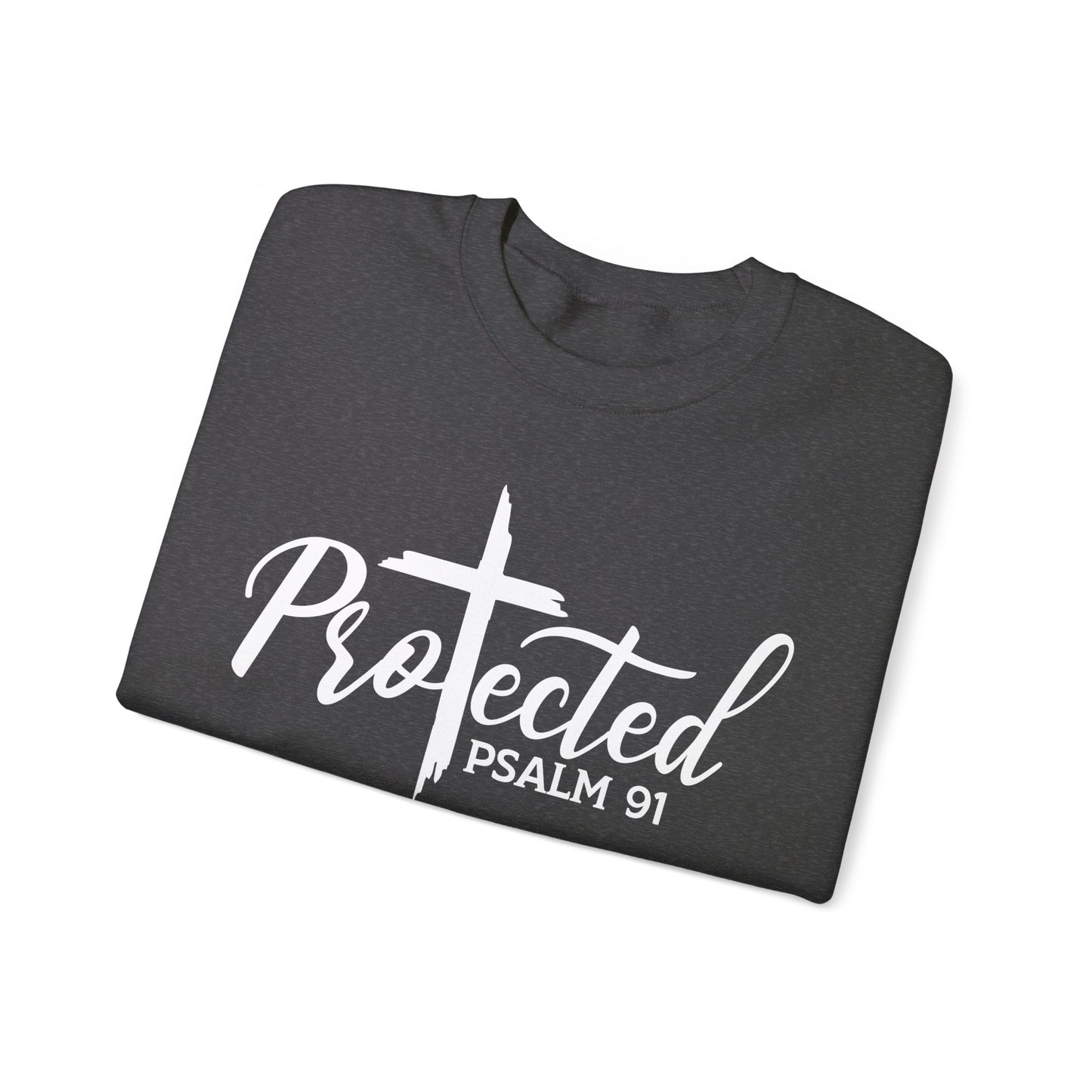 Psalm 91 Protected  Unisex Heavy Blend™ Crewneck Christian Sweatshirt