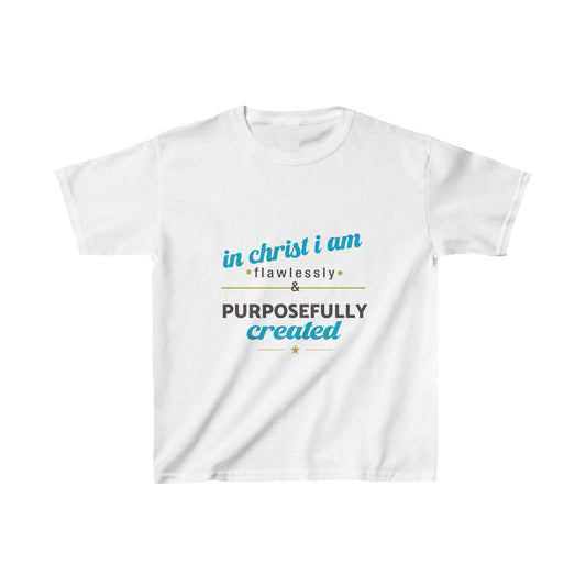 In Christ I Am Flawlessly And Purposefully Created Youth Christian T-Shirt Printify