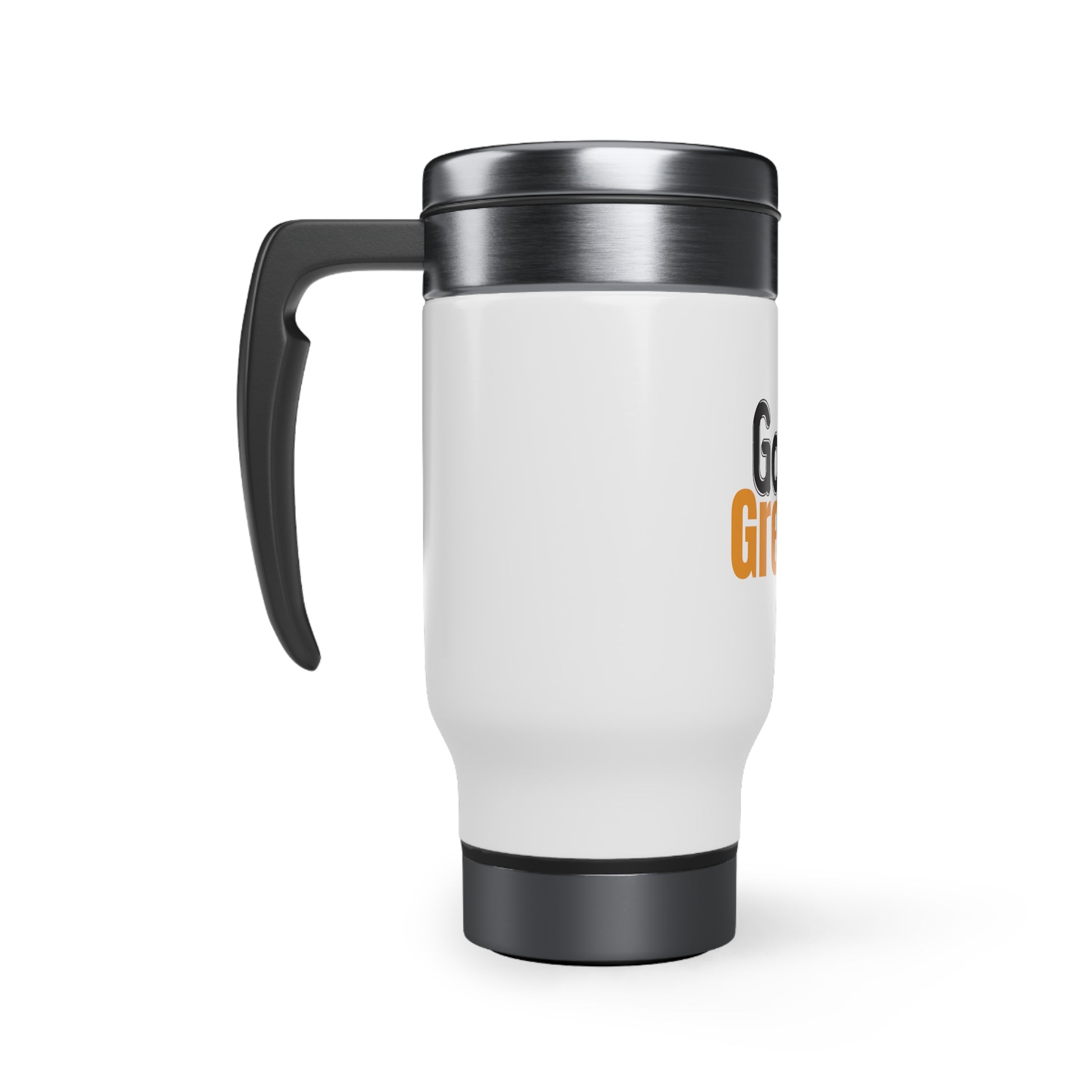 God Is Greater Travel Mug with Handle, 14oz Printify