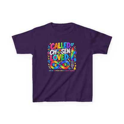 Youth Autism Awareness T-Shirt — "Called Chosen Loved" Colorful Faith Tee