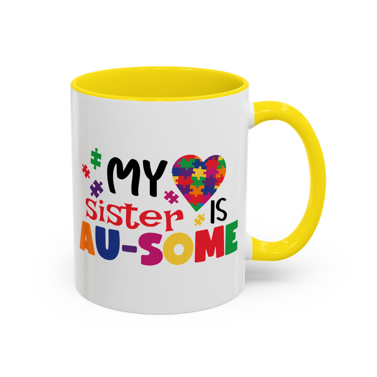 Colorful Autism Awareness Coffee Mug - "My Sister is AU-some"