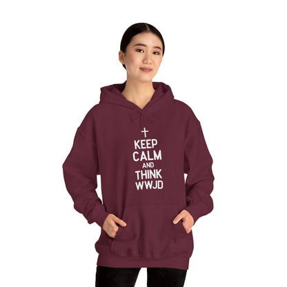 Keep Calm And Think What Would He Do (wwjd)Unisex Christian Hooded Pullover Sweatshirt