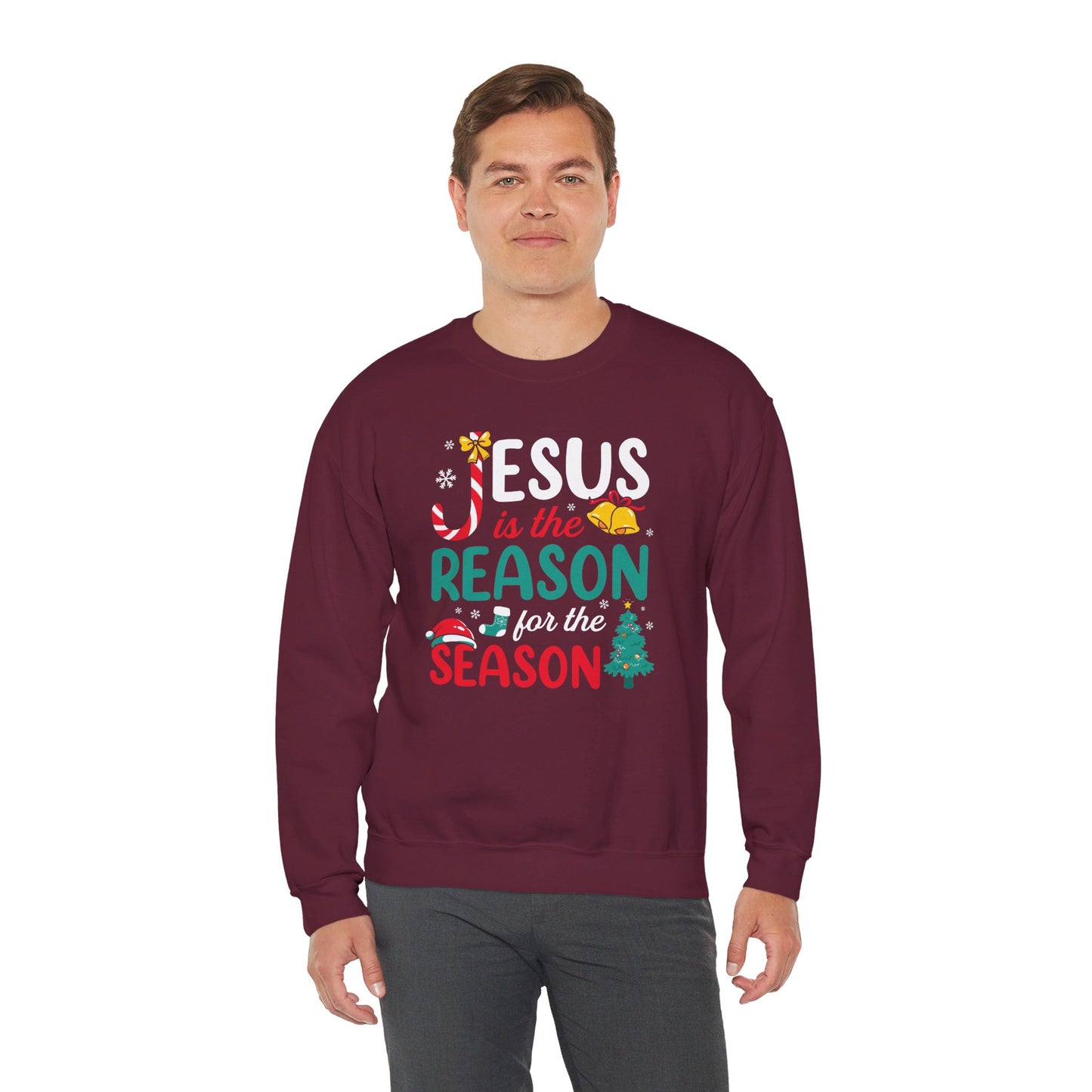 Jesus Is The Reason For The Season Christmas Unisex Heavy Blend™ Crewneck Christian Sweatshirt