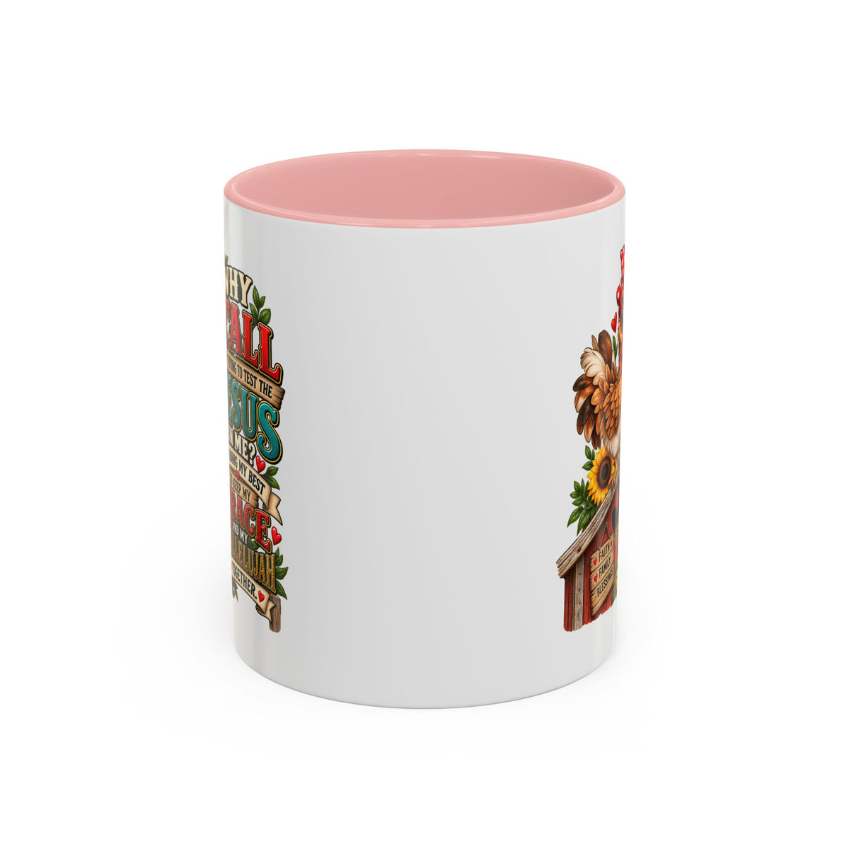 Christian Farmhouse Coffee Mug — "Why Y'all Keep Trying to Put Jesus in Me?" Accent Mug