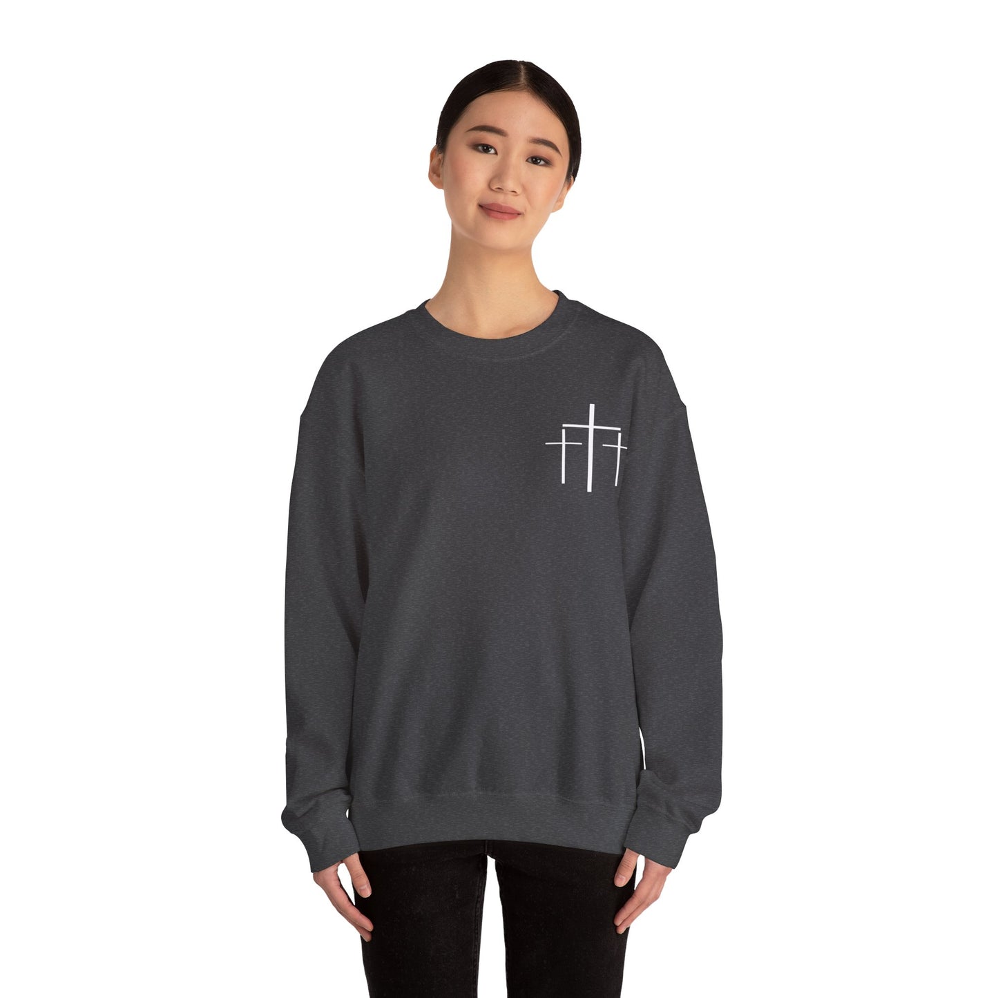 Faith Over Fear 3 Crosses  Unisex Heavy Blend™ Crewneck Christian Sweatshirt