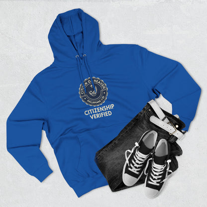 Citizenship Verified Fleece Hoodie, Cozy Sweatshirt for All Ages, Great Gift for Holidays, Casual Wear, Unique Statement Piece - ClaimedbyGodDesigns
