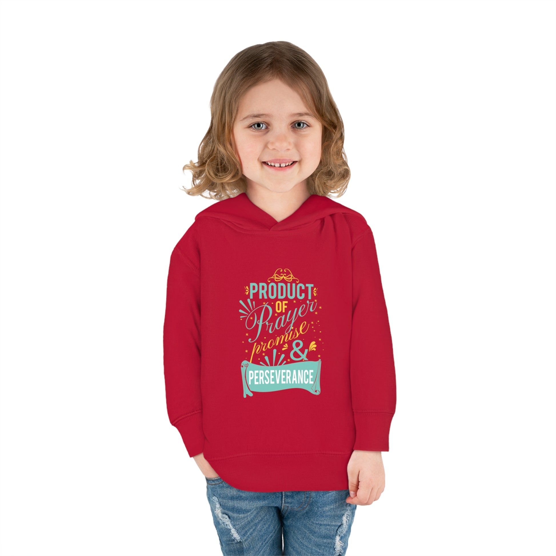 Product Of Prayer Promise & Perseverance Toddler Christian Pullover Fleece Hoodie Printify