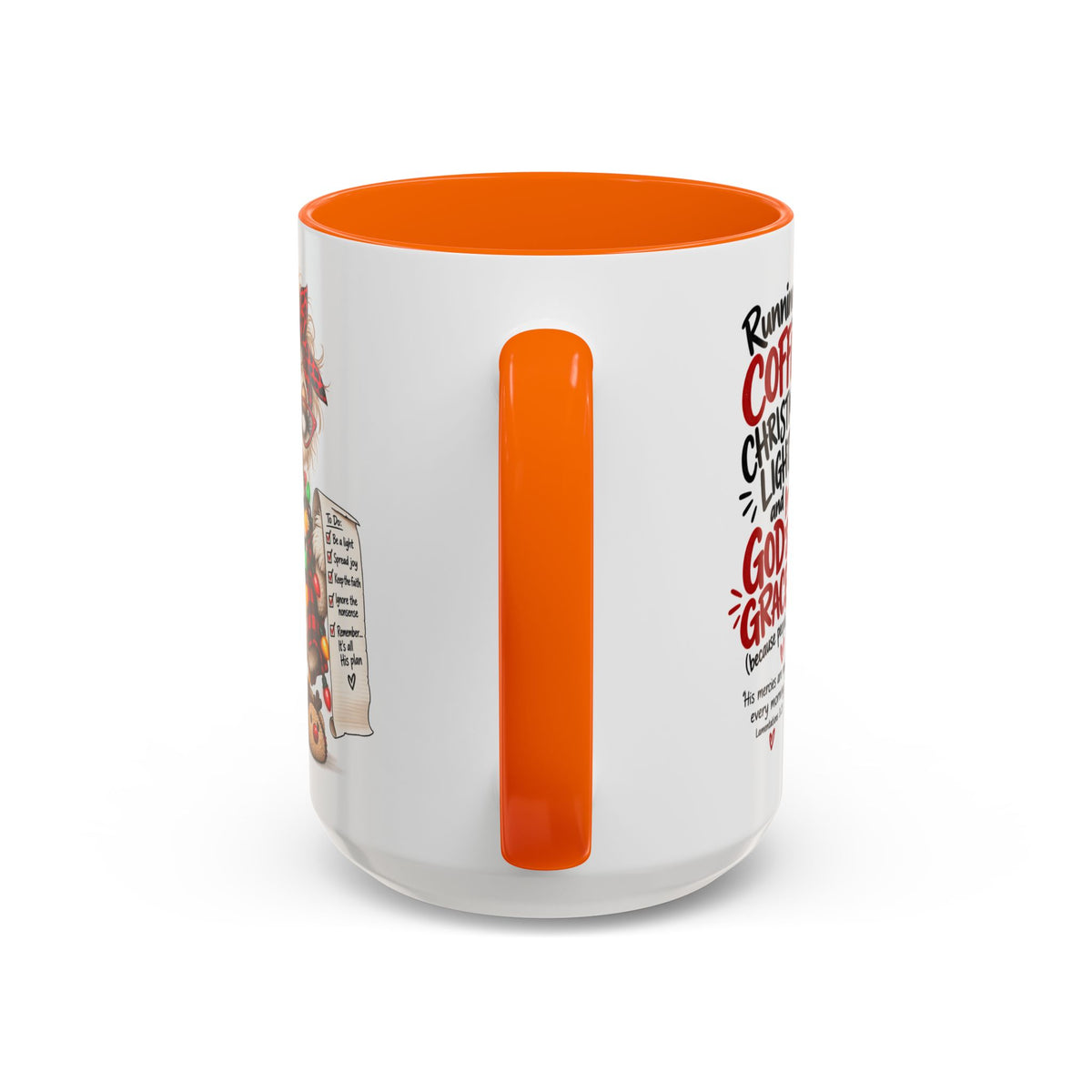 Running on Coffee, Christmas Lights and God’s Grace Christmas Mug