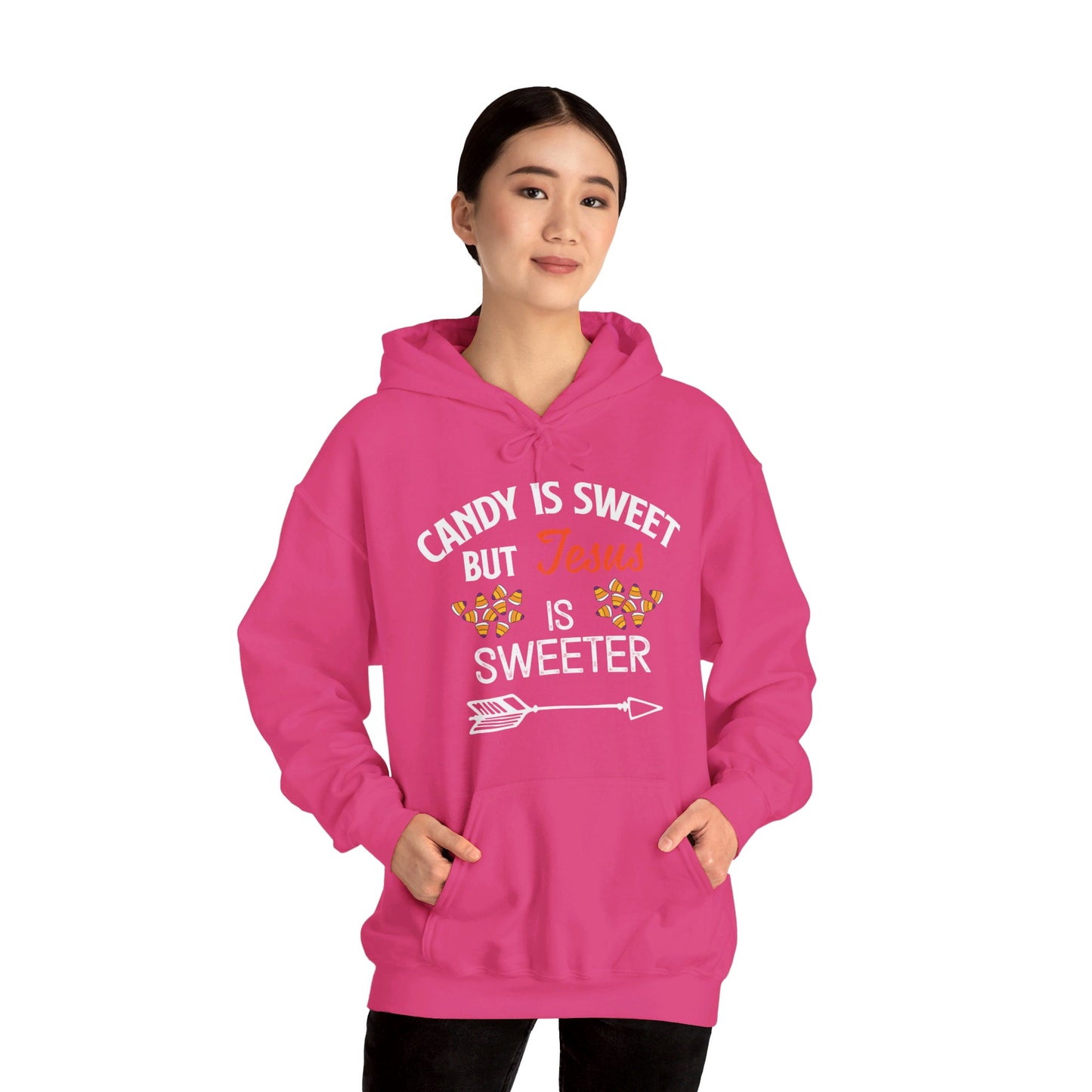 Candy Is Sweet Jesus Is Sweeter Halloween Unisex Christian Pullover Hooded Sweatshirt