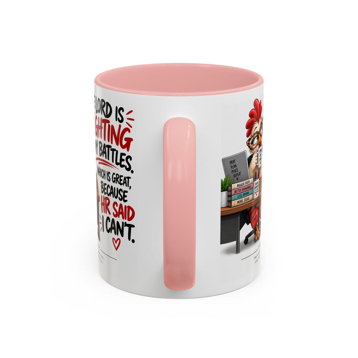 Inspirational Accent Coffee Mug — “The Lord Is Fighting My Battles” Faith Quote (11/15oz)