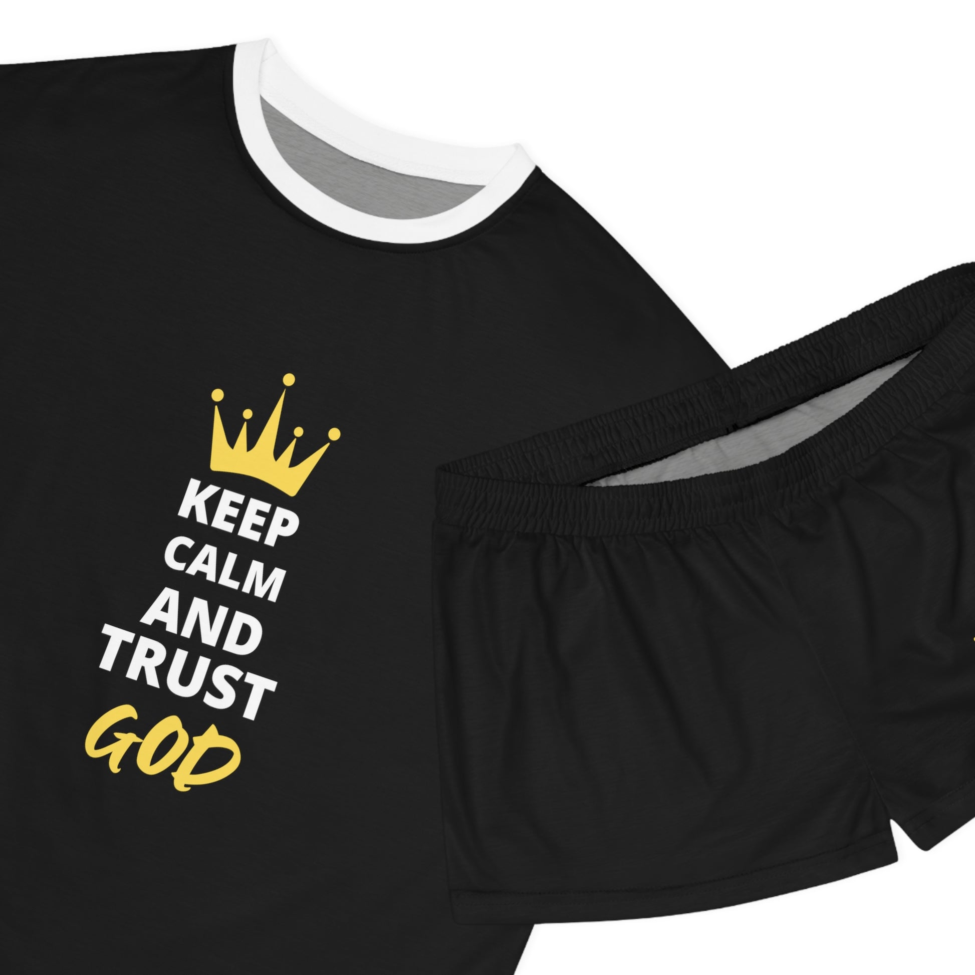 Keep Calm & Trust God Women's Christian Short Pajama Set Printify