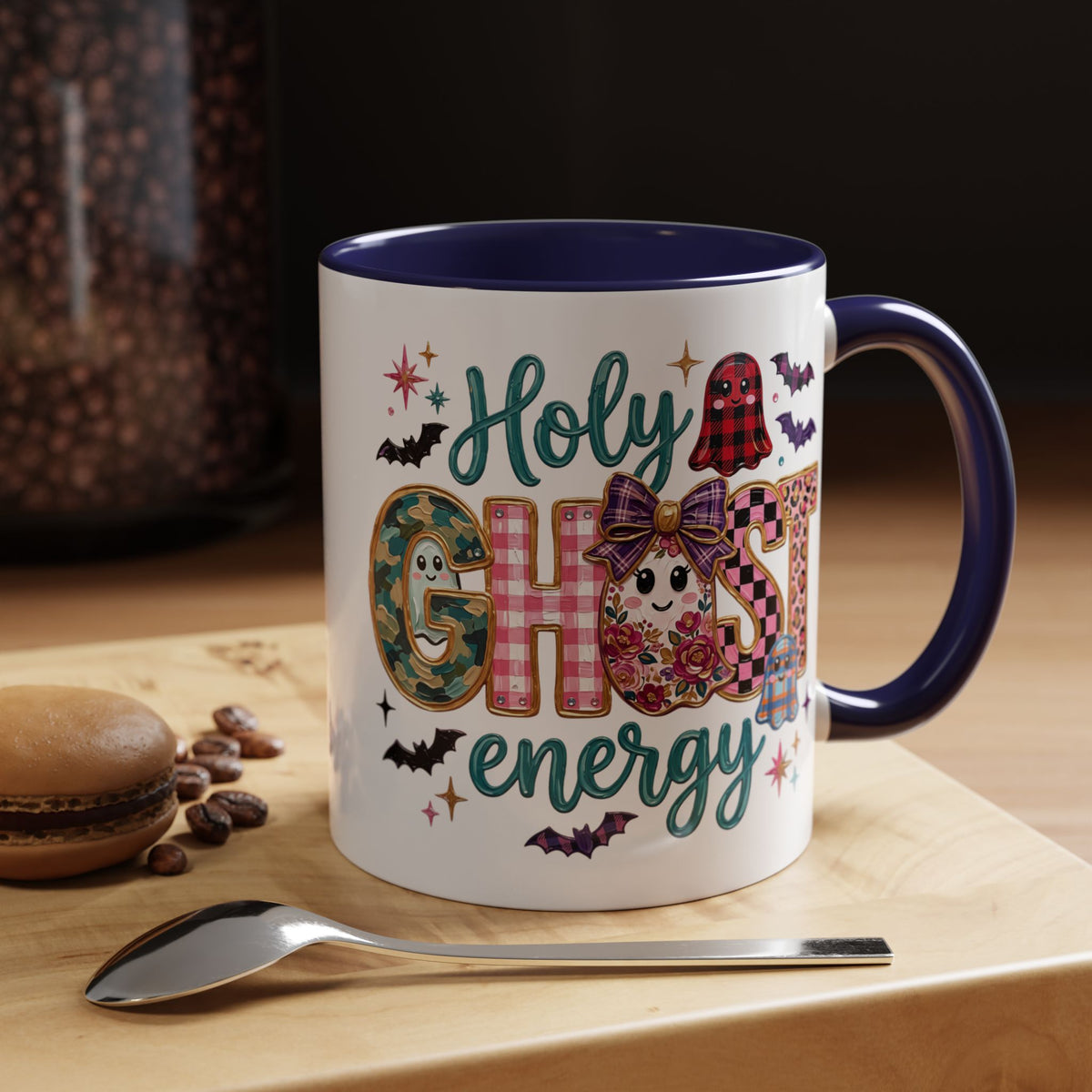 Accent Christian Coffee Mug — "Holy Ghost Energy" Halloween Cute Spooky Ceramic Mug (11/15oz)