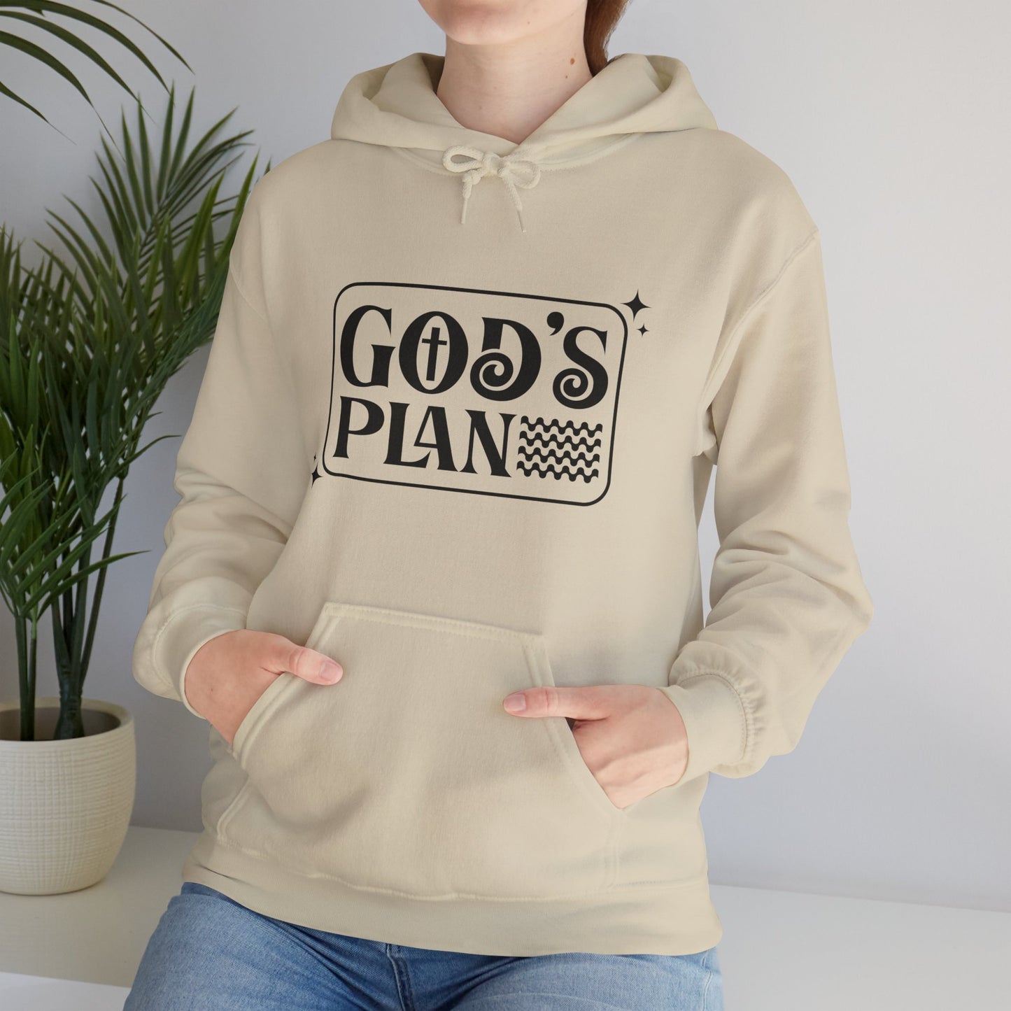 God's Plan Over MIne Unisex Christian Hooded Pullover Sweatshirt