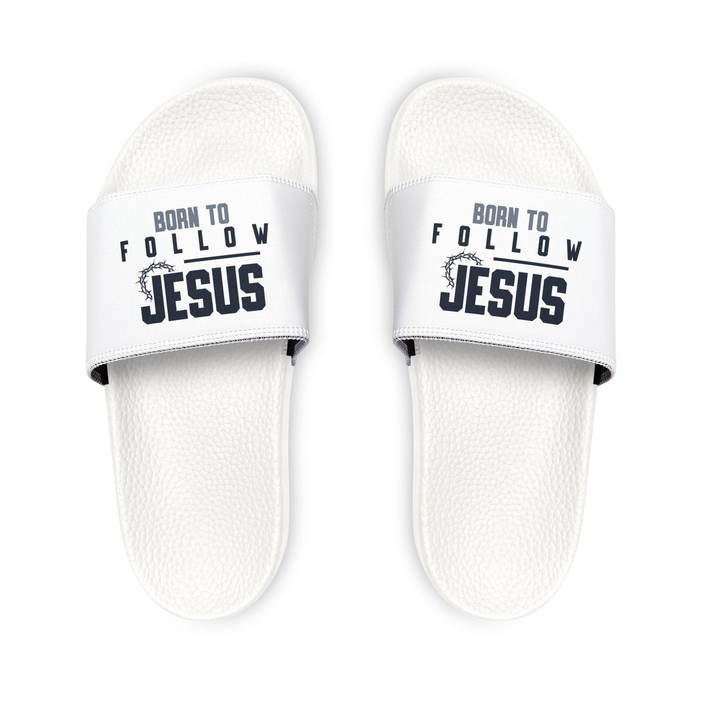 Born to Follow Him Sandals, Women's Inspirational Slide Sandals, Faith - Based Summer Footwear, Christian Gift, Vacation Sandals - ClaimedbyGodDesigns