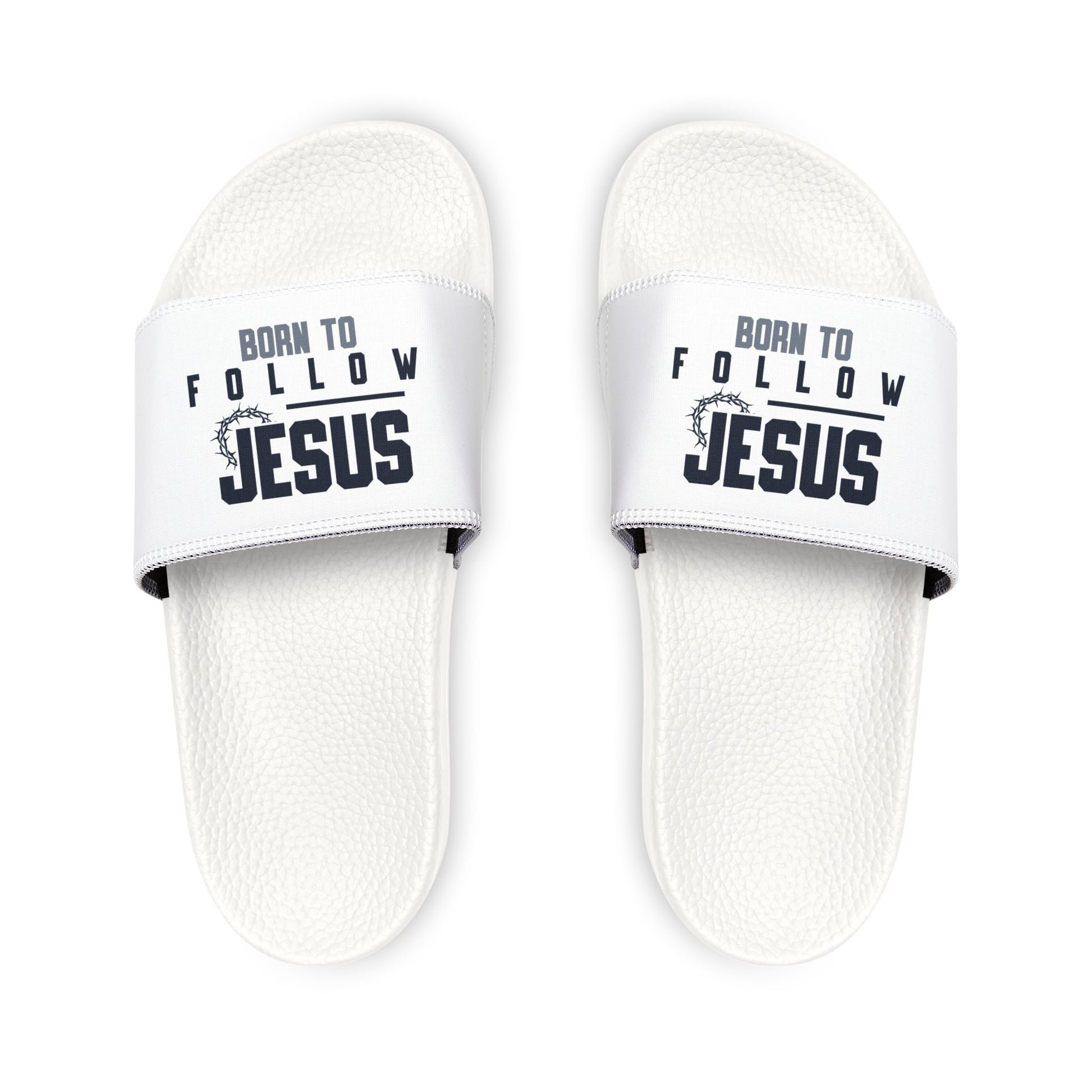 Born to Follow Him Sandals, Women's Inspirational Slide Sandals, Faith - Based Summer Footwear, Christian Gift, Vacation Sandals - ClaimedbyGodDesigns
