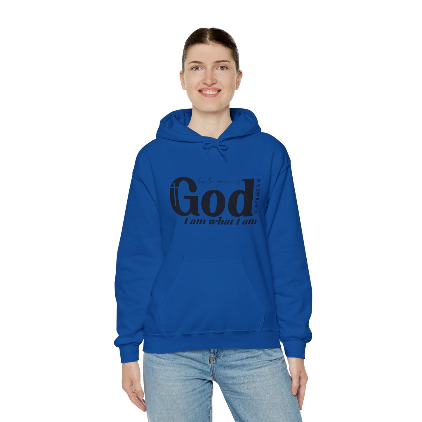 1 Corinthians 15:10 By The Grace Of God I Am What I Am Unisex Christian Pullover Hooded Sweatshirt