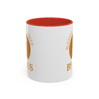 Inspirational Accent Coffee Mug - Blessed, Saved, Loved by Him | John 3:16