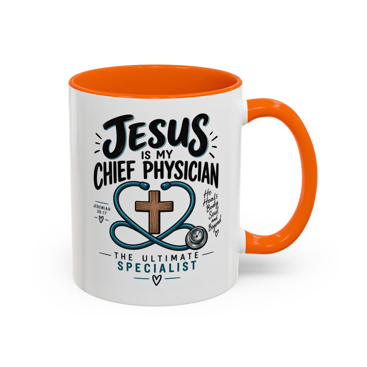 Jesus Is My Chief Physician Accent Coffee Mug – Christian Faith Medical Gift