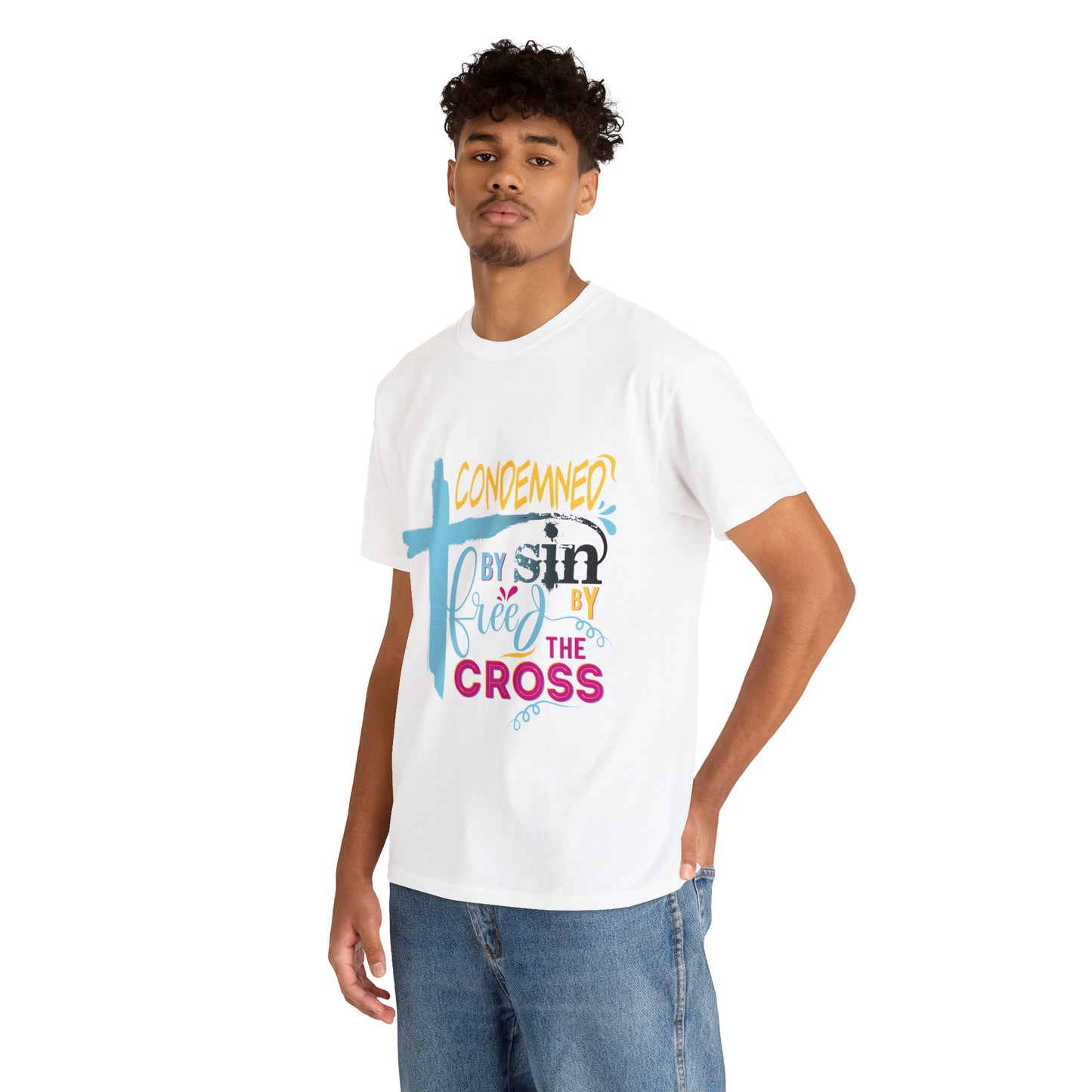 Condemned By Sin Freed By The Cross Unisex Heavy Cotton Tee