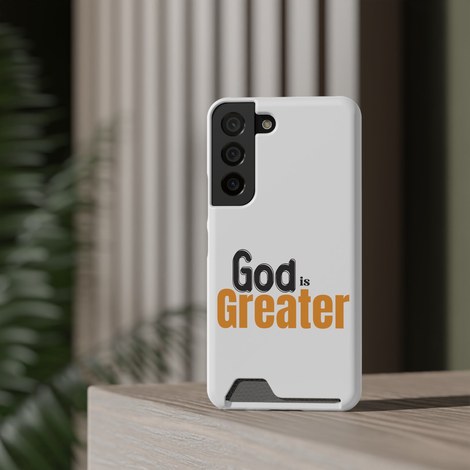 God Is Greater Christian Phone Case With Card Holder Printify